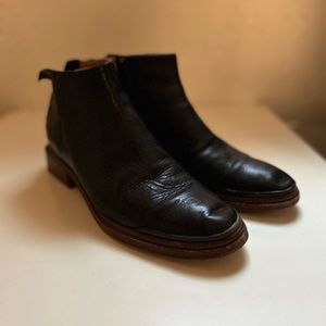 Womens Goring Nemi Round Toe Block Heel Leather Booties 8.5 M